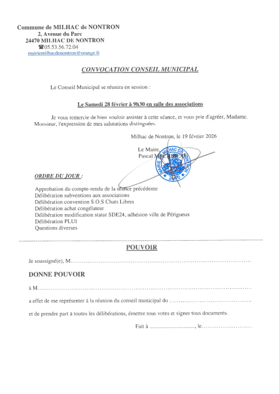 CONVOCATION CONSEIL MUNICIPAL