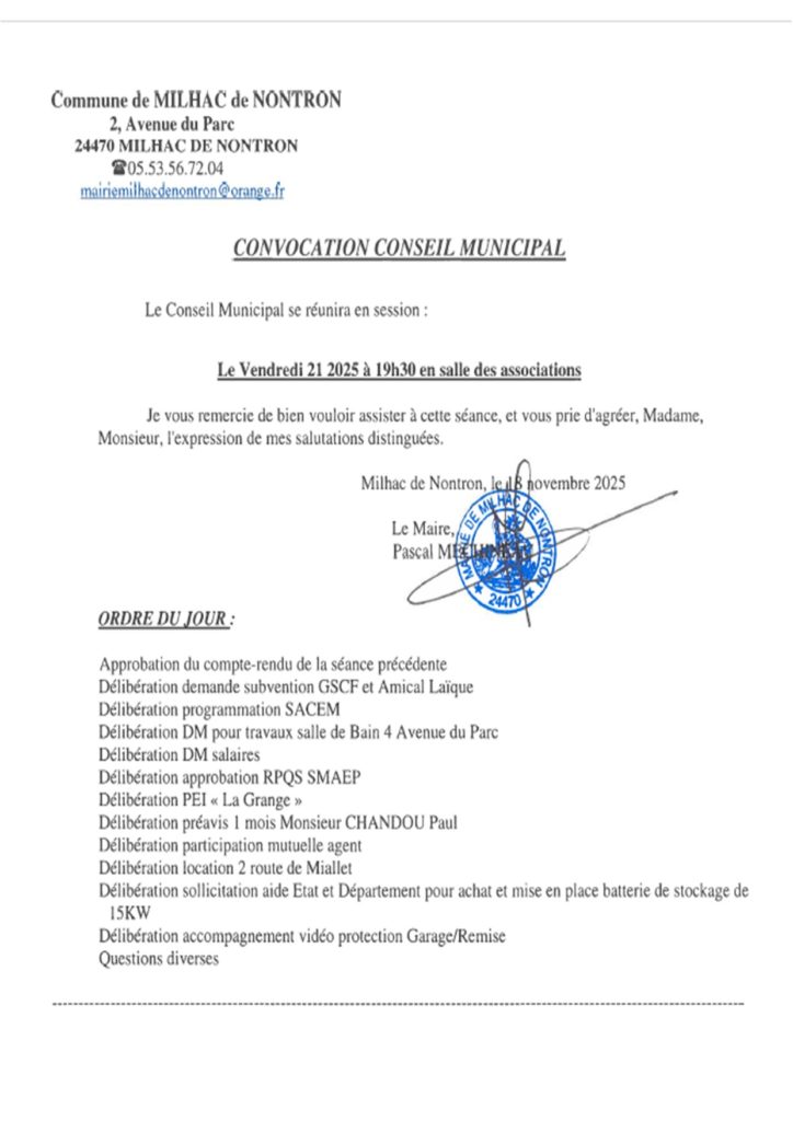 CONVOCATION CONSEIL MUNICIPAL